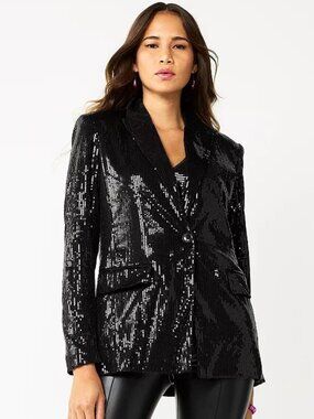 Vylette Women's Black Sequin Blazer
